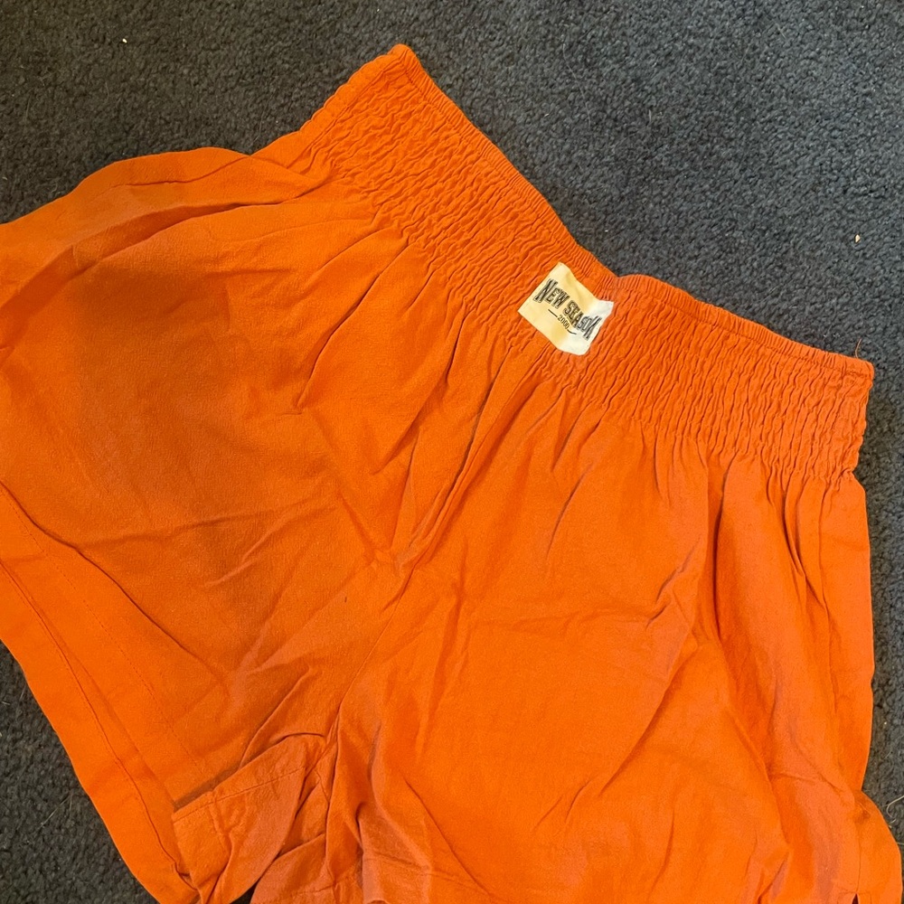 SHEIN Orange Athletic Shorts Lightweight Elastic Waist